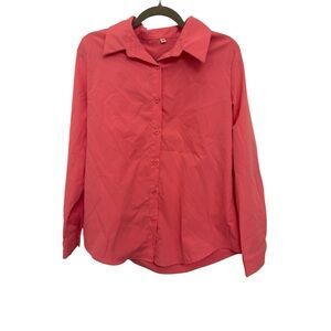 Women's Pink Button-Up Shirt - Medium